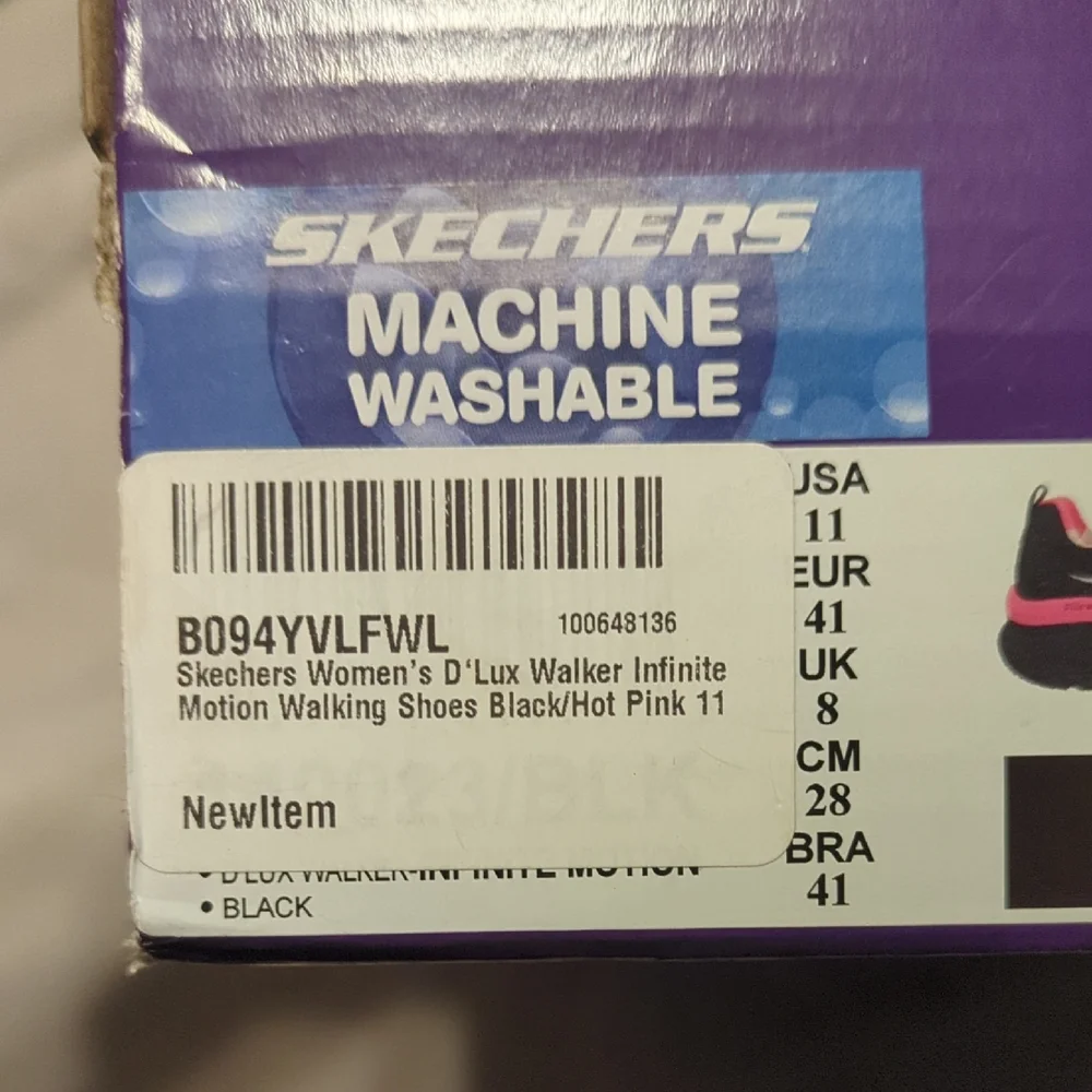 Skechers Women's Black and Pink D'LUX Walker Sneakers - Picture 3 of 3